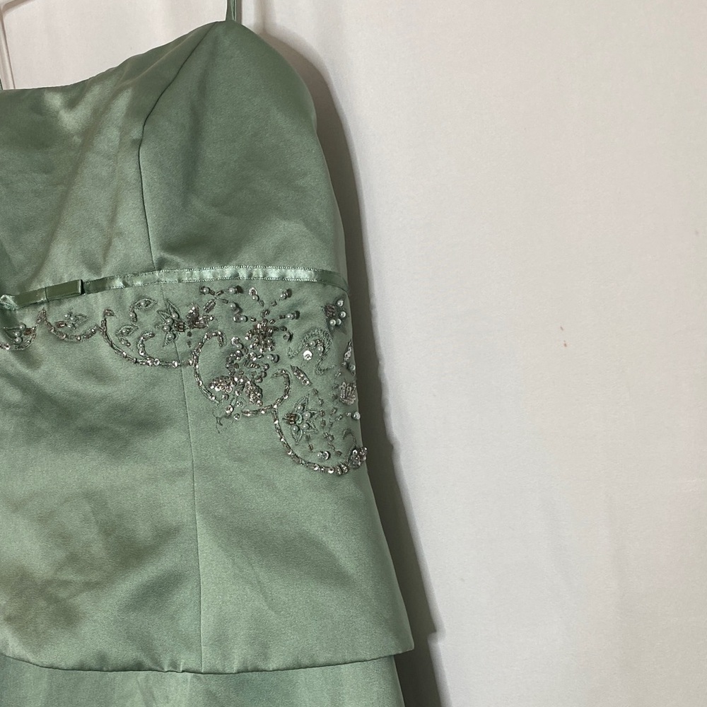 David's Bridal Strapless Green Gown - Picture 3 of 6